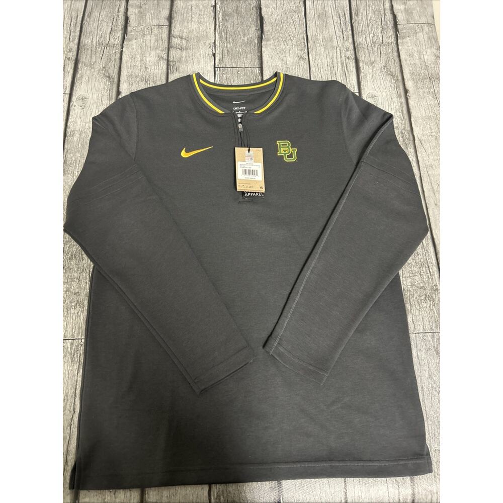 NWT Men’s Nike Baylor Bears Sideline Coach 1/4 Zip Pullover Grey Medium Dri Fit